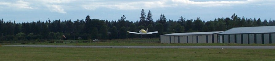 Cherokee GODP on departure Runway 19, Langley Airport. Langley Flying School.